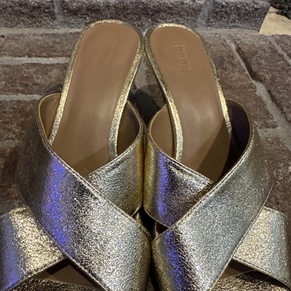 Nordstrom Rack Lauren Slide Gold Open Square Toe Sandals Women's Size 8M #416 - Picture 12 of 16